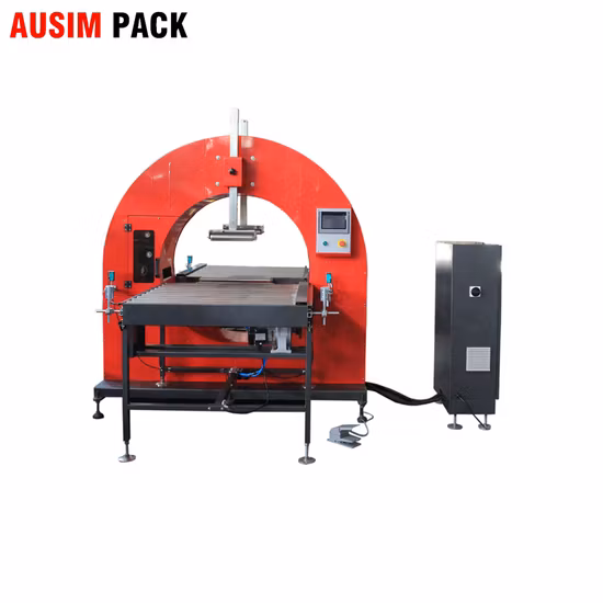Película estirable orbital automática para puertas y ventanas, tela, tubo de plástico y acero, máquina de embalaje de tubos/película estirable horizontal, envoltura de perfiles de piezas de automóviles